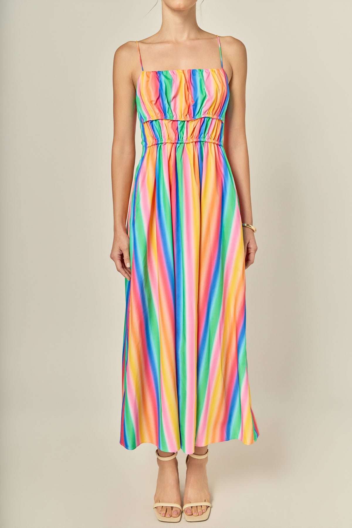 Rainbow Stripe Sleveless Maxi Dress