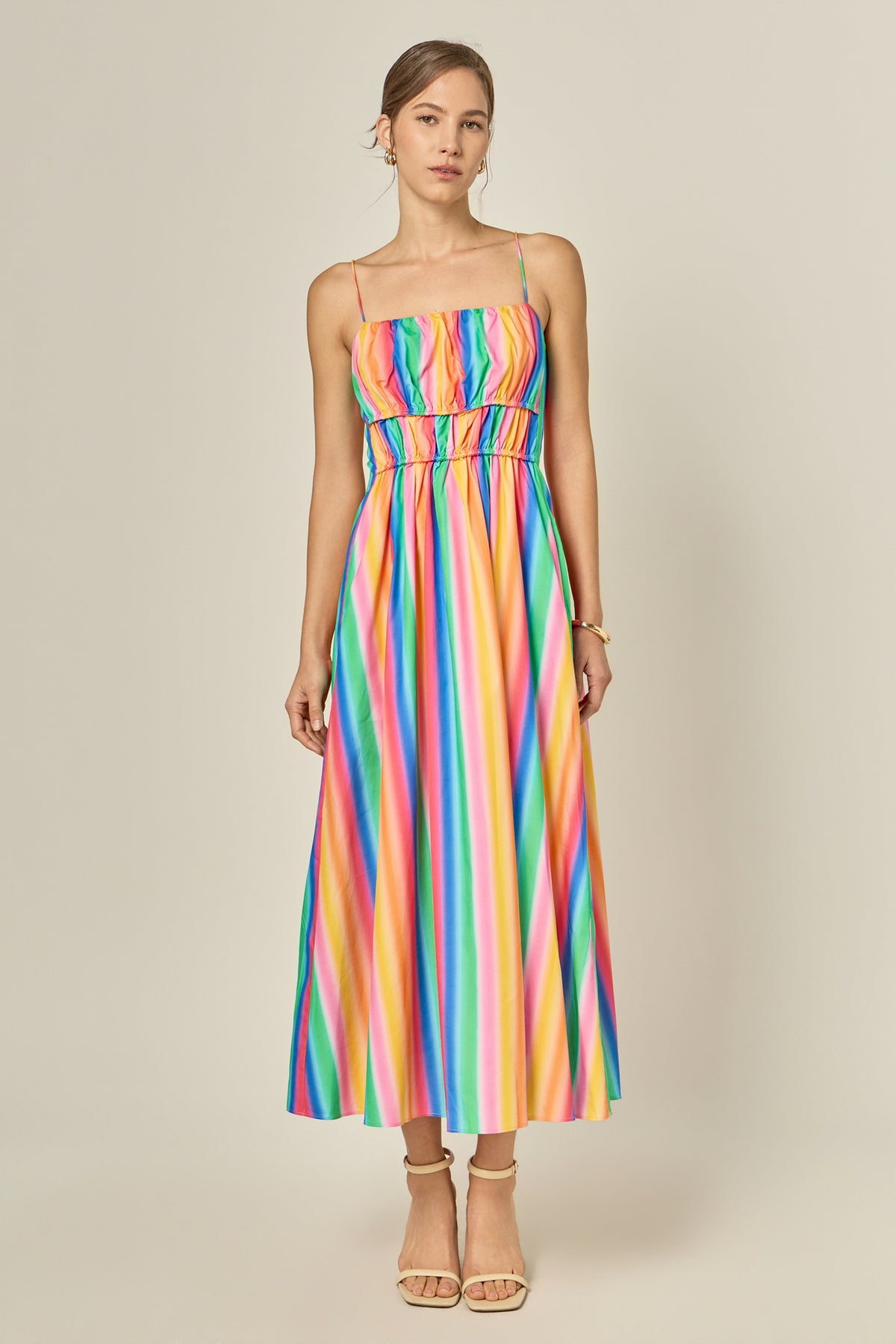Rainbow Stripe Sleveless Maxi Dress
