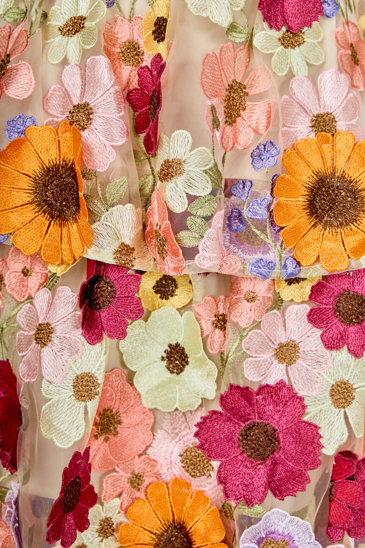 3D Floral Layered Midi Dress