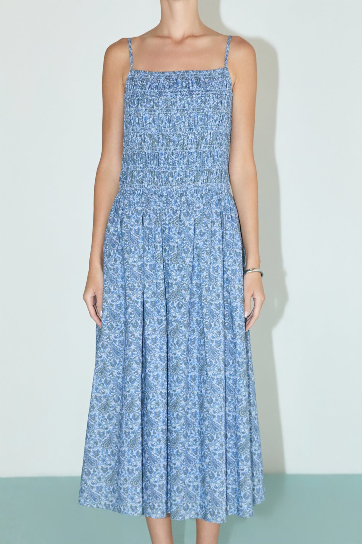 Checked Smocked Midi Dress