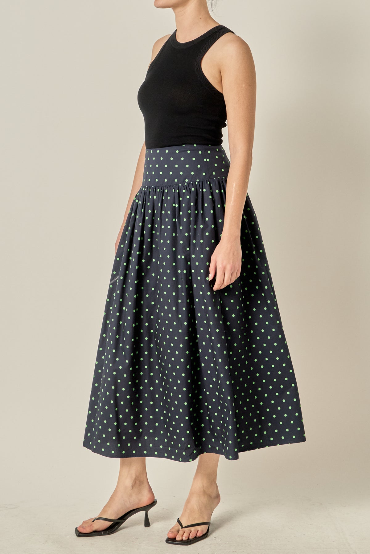 Polka Dot Midi Skirt