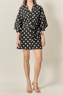 Polka Dot Belted Shirt Dress