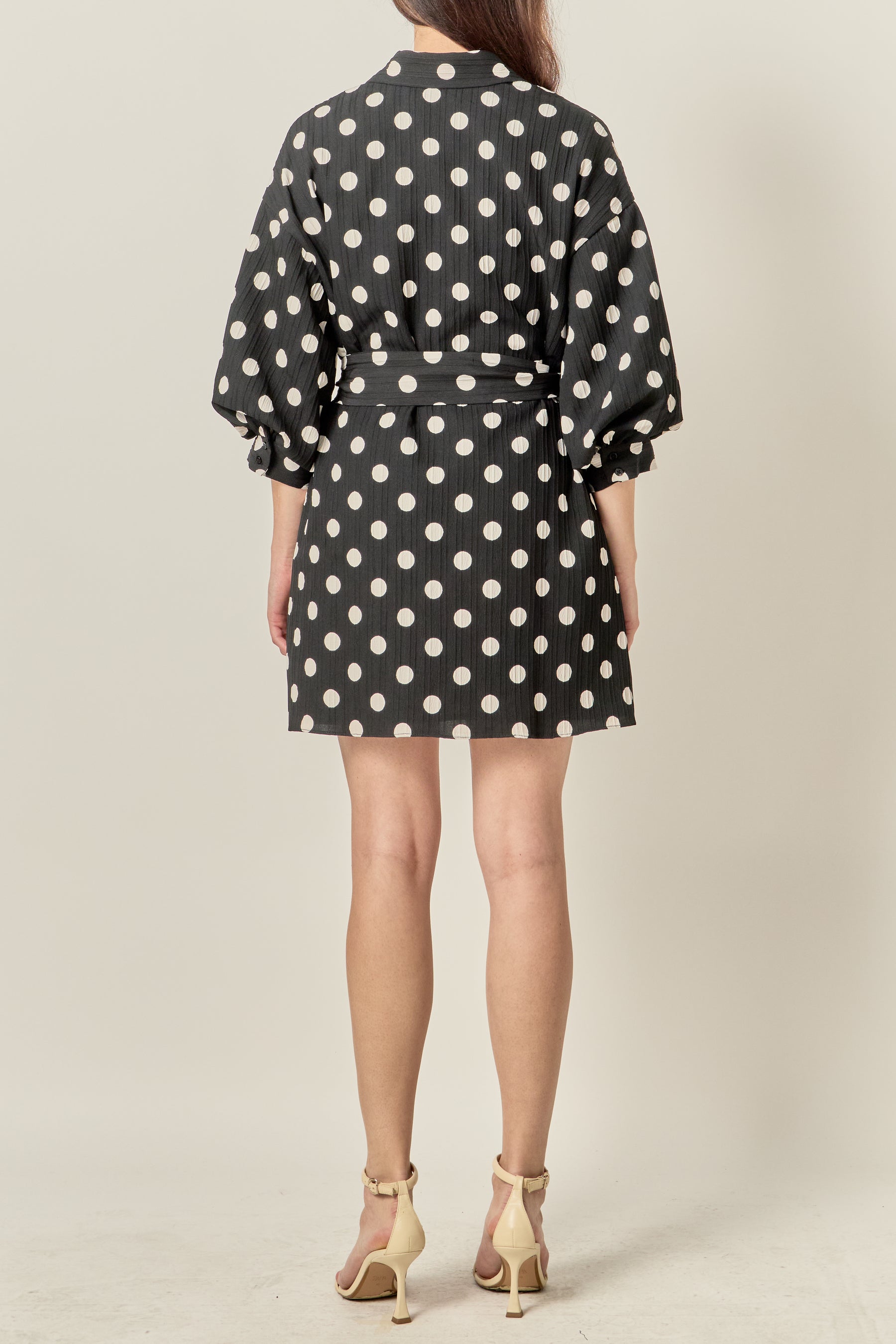 Polka Dot Belted Shirt Dress