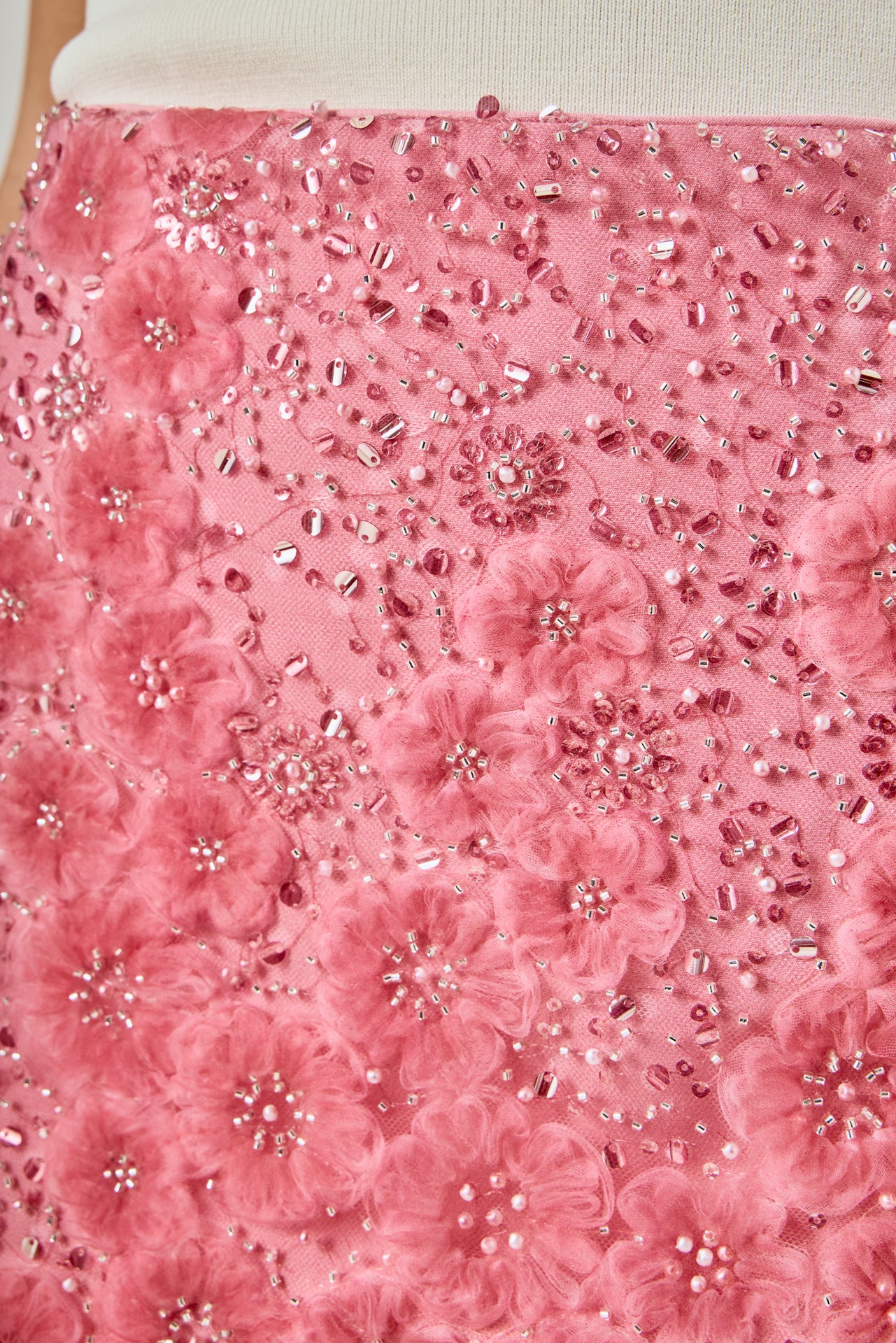 Floral Sequins Mini Skirt