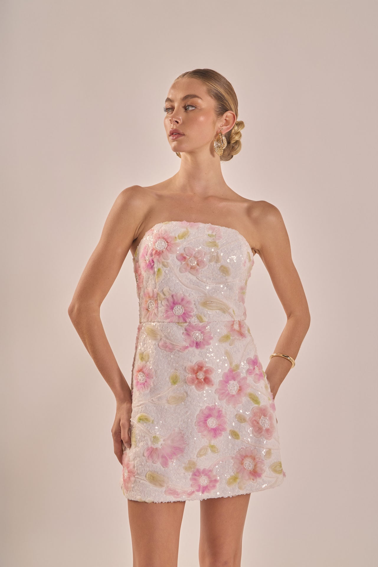 Floral Sequin Lace Mini Dress