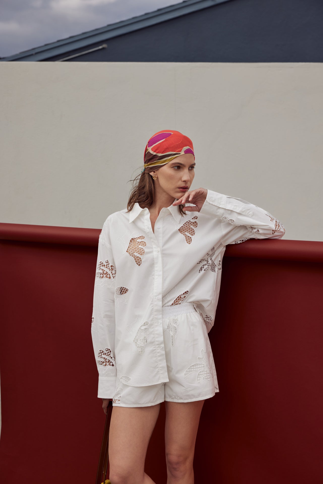 Embroidered Detail Poplin Shorts
