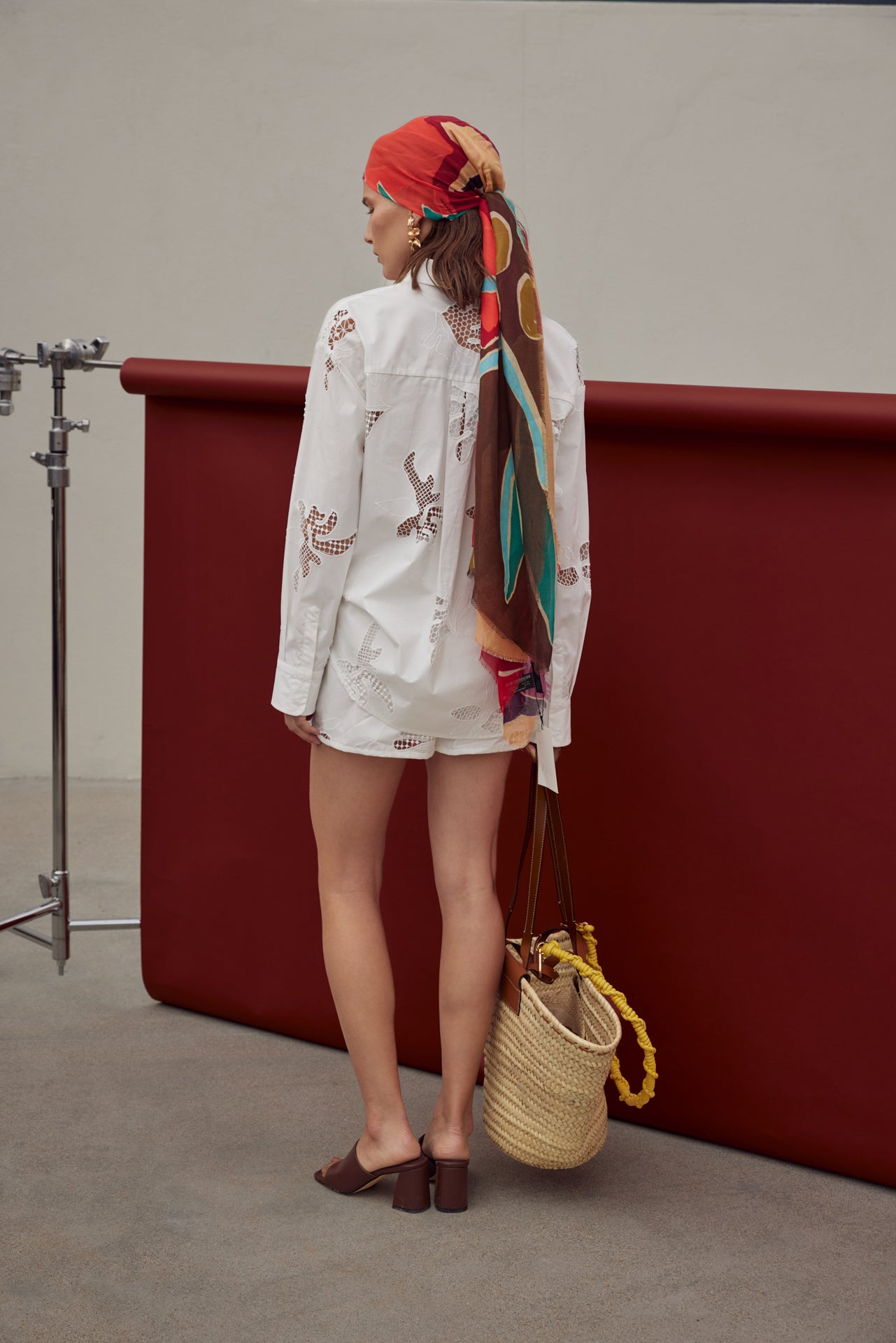 Embroidered Detail Poplin Shorts