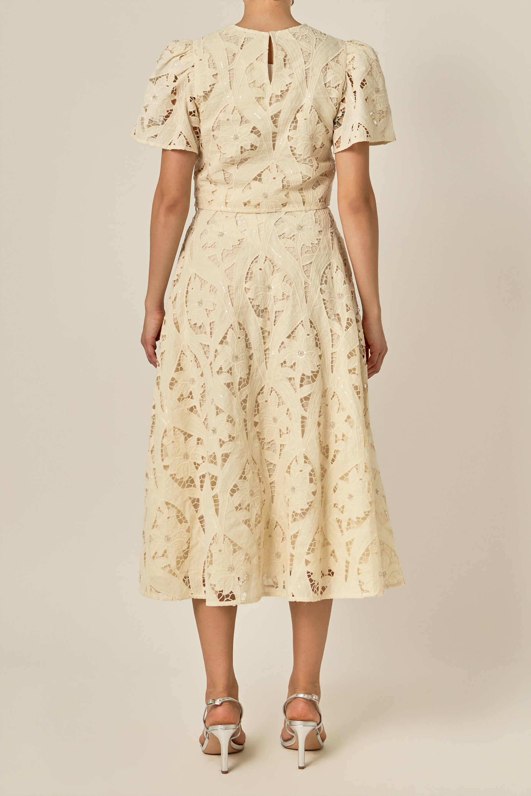 Openwork Lace Midi Skirt