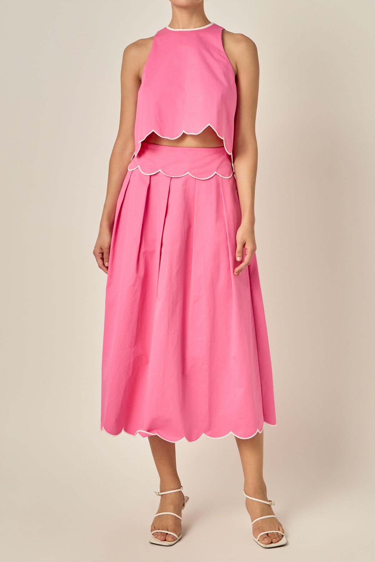 Scalloped Hem Midi Skirt