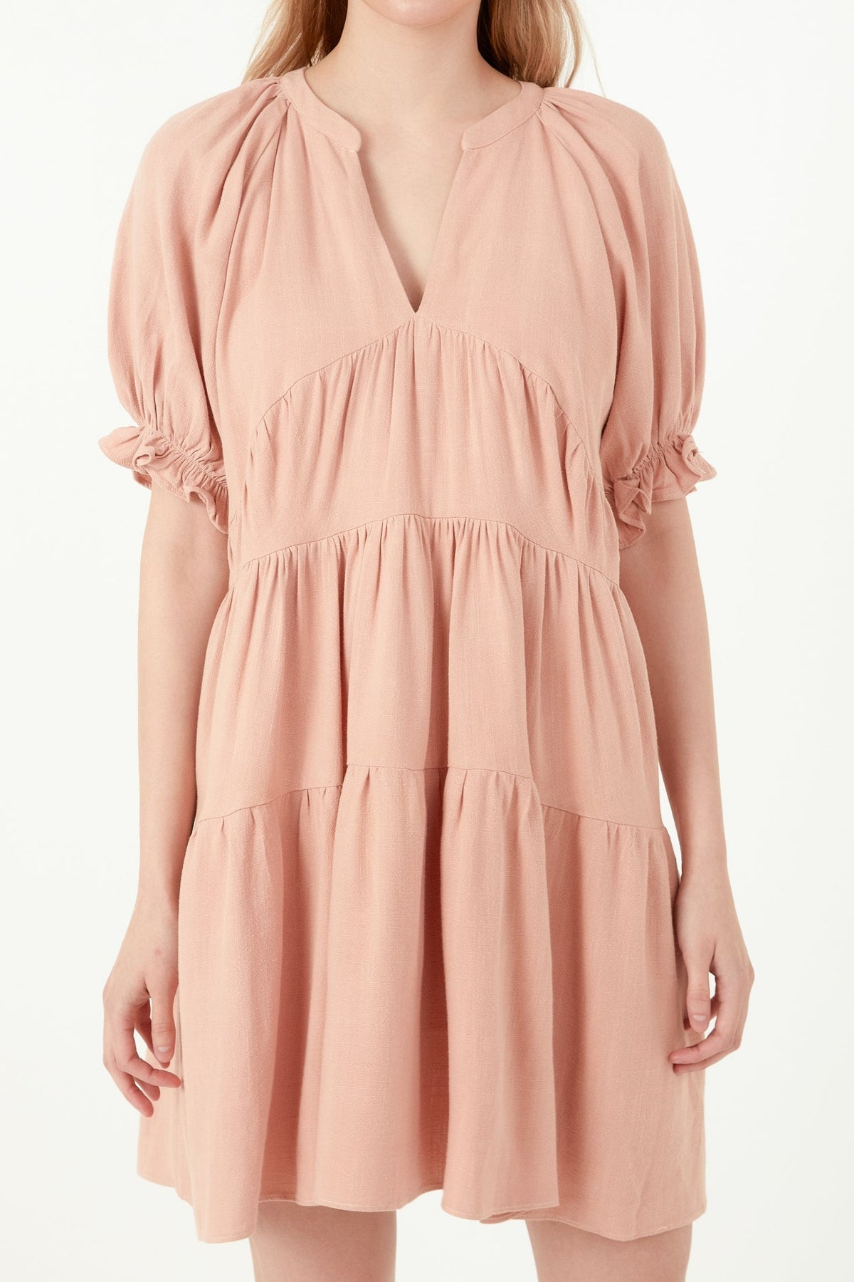FREE THE ROSES - Solid Tiered Dress With Ruffled Sleeves - DRESSES available at Objectrare