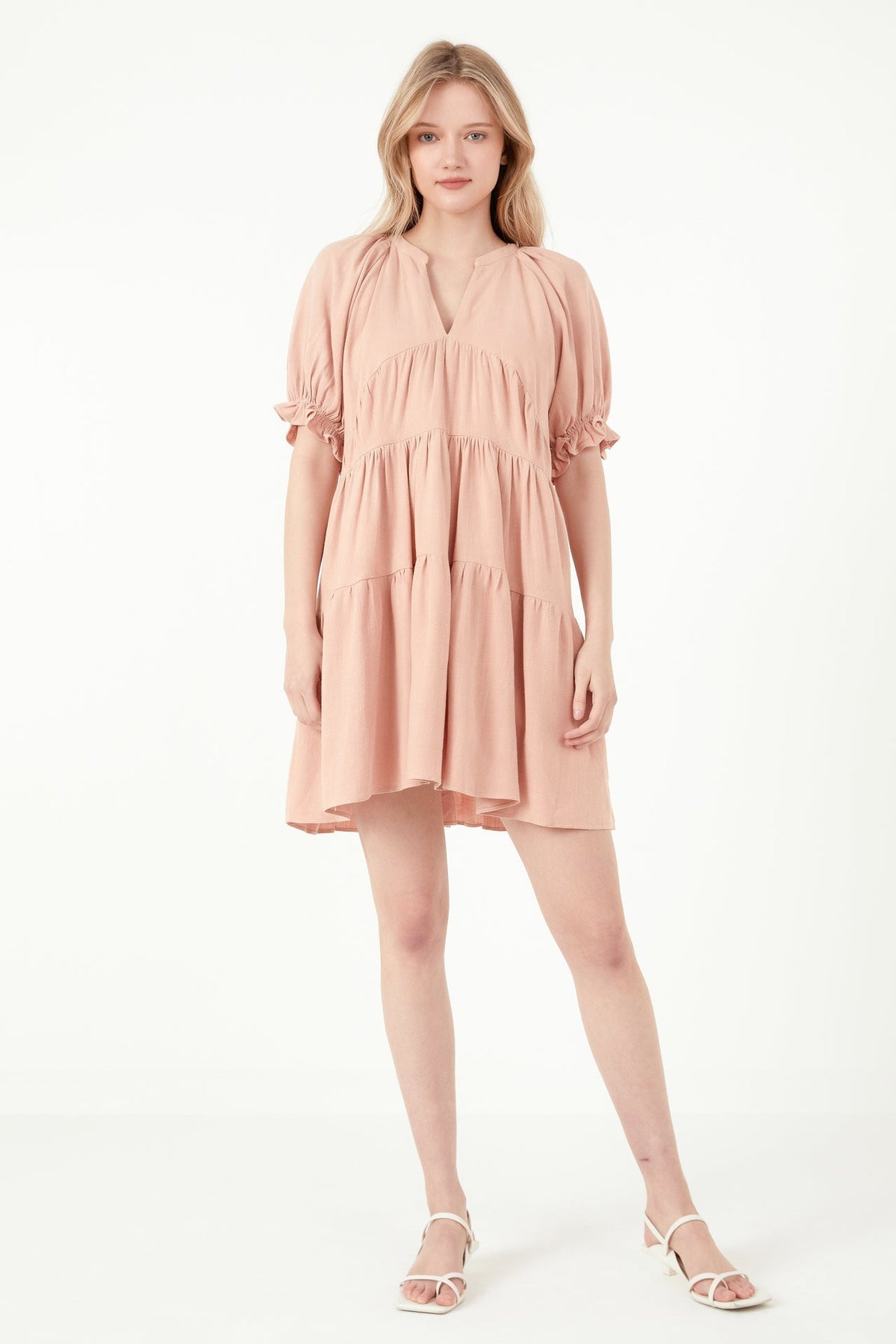 FREE THE ROSES - Solid Tiered Dress With Ruffled Sleeves - DRESSES available at Objectrare
