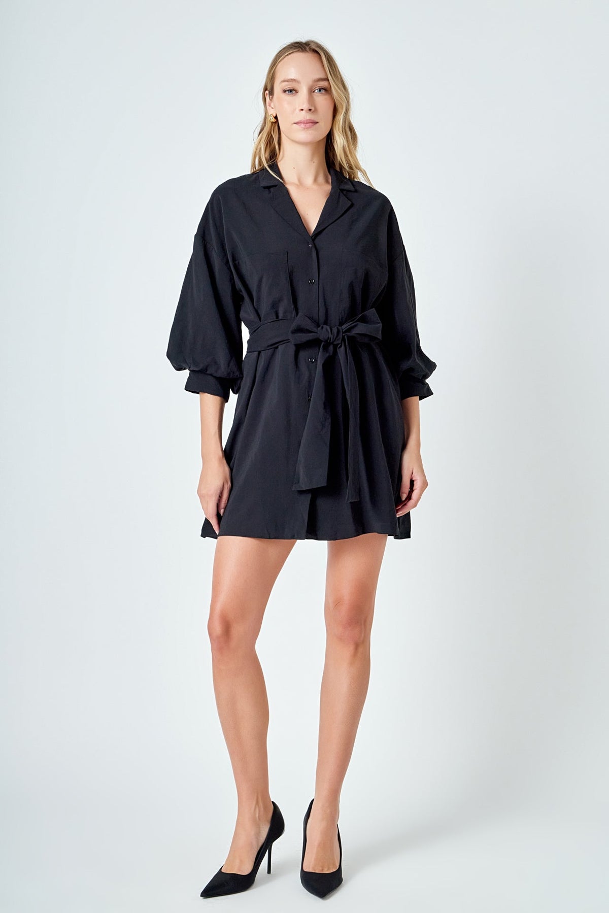 Belted Mini Shirt Dress