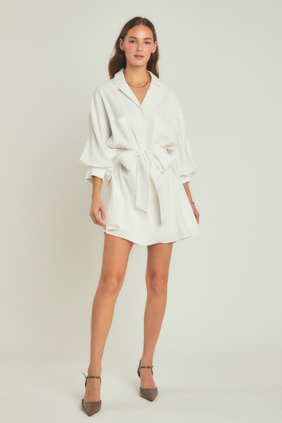 Belted Mini Shirt Dress