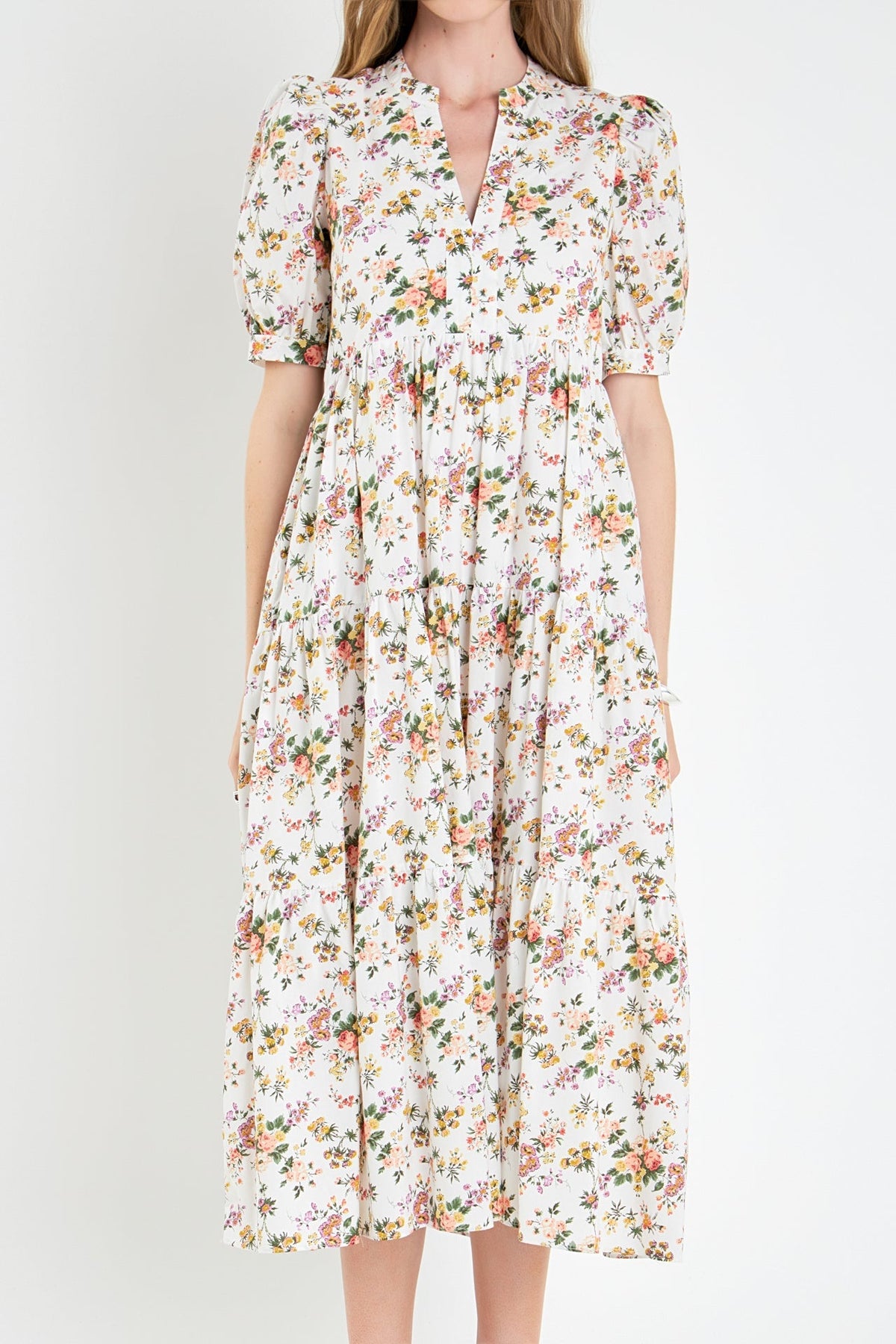 ENGLISH FACTORY - Floral Tiered Midi Dress - DRESSES available at Objectrare