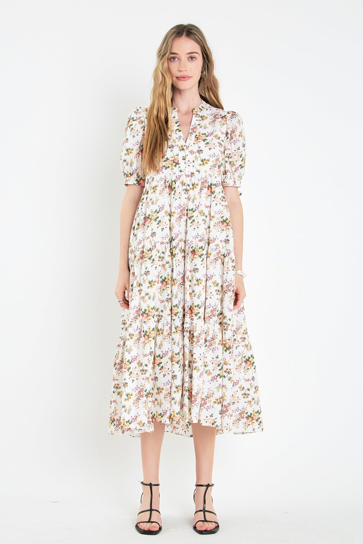 ENGLISH FACTORY - Floral Tiered Midi Dress - DRESSES available at Objectrare