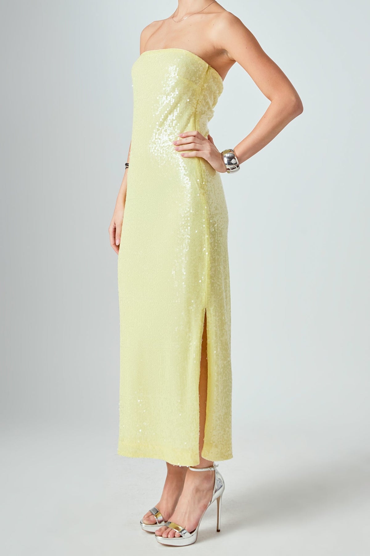 ENDLESS ROSE - Strapless Sequins Maxi Dress - DRESSES available at Objectrare