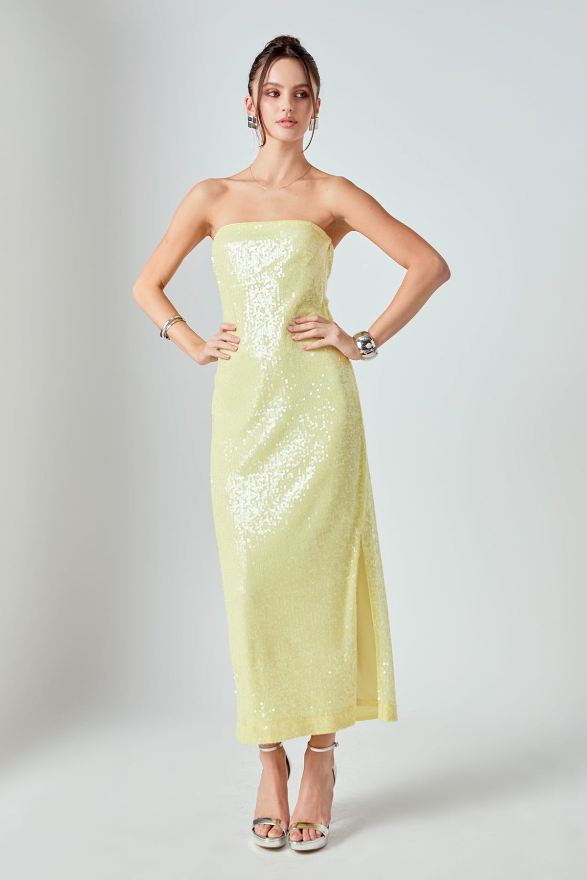 ENDLESS ROSE - Strapless Sequins Maxi Dress - DRESSES available at Objectrare