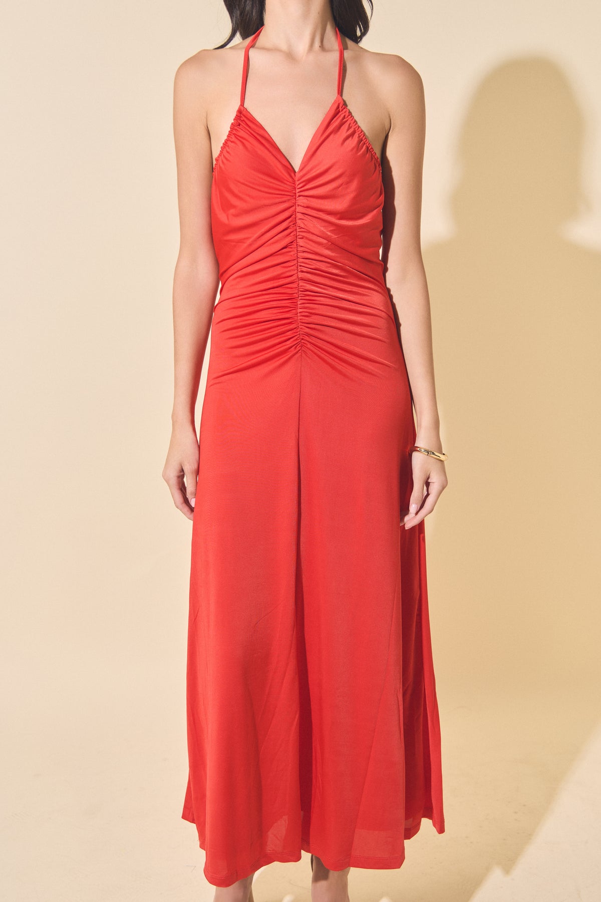 Halter Ruched Maxi Dress