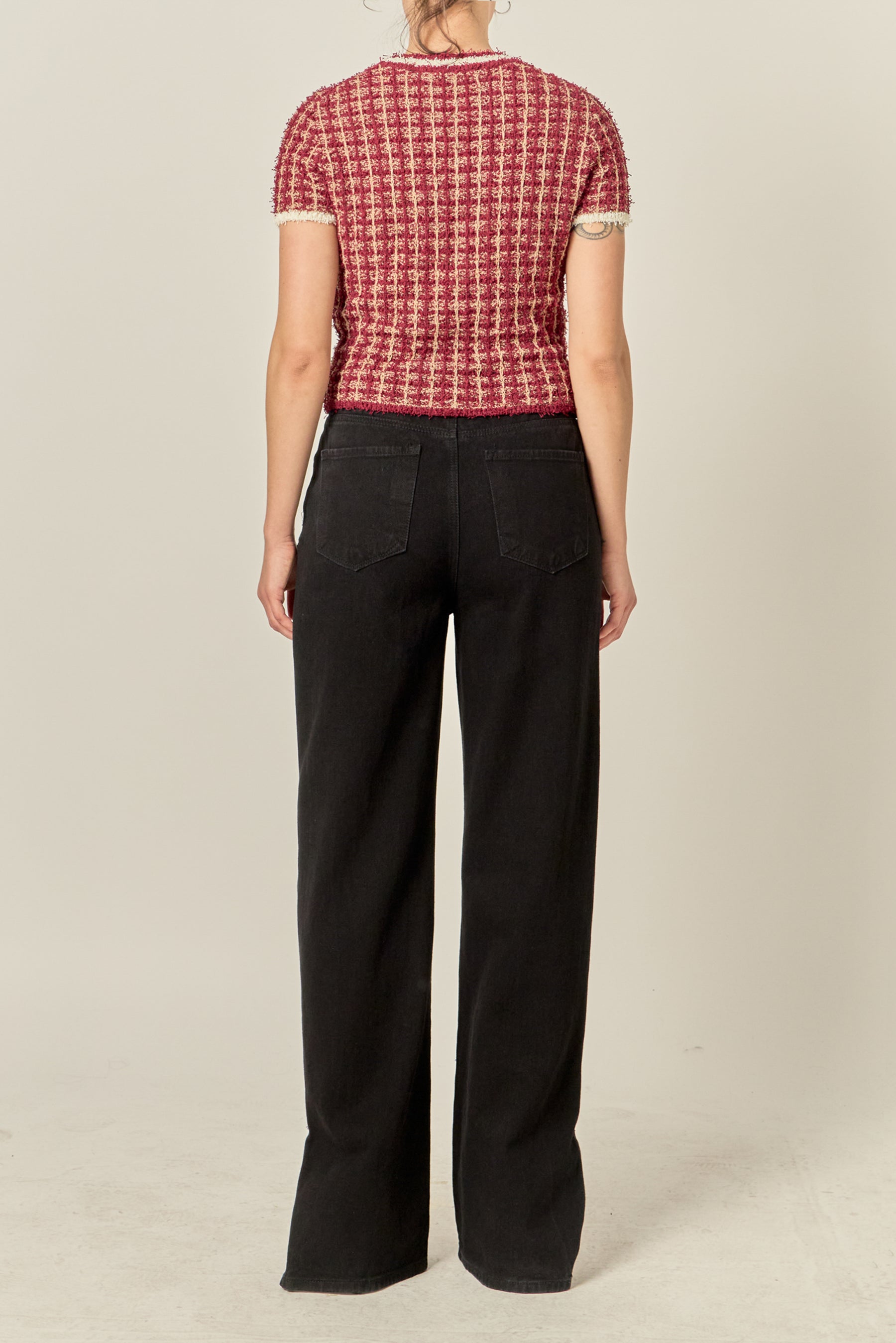Textured Check Knit Top