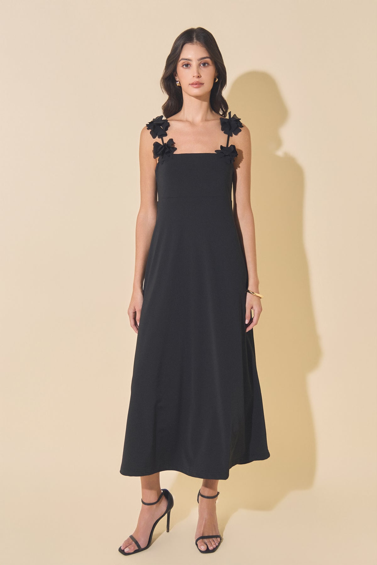 Rosette Shoulder Maxi Dress