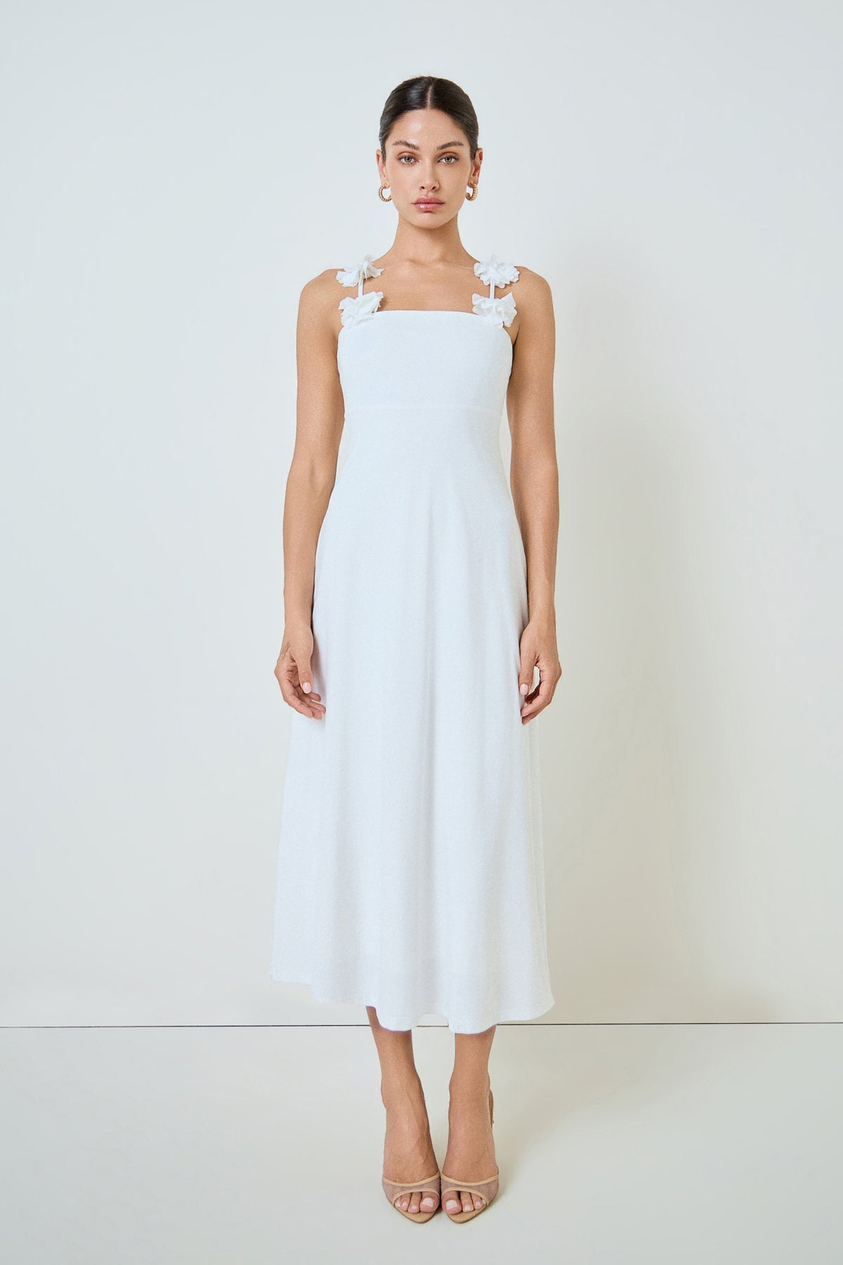 Rosette Shoulder Maxi Dress
