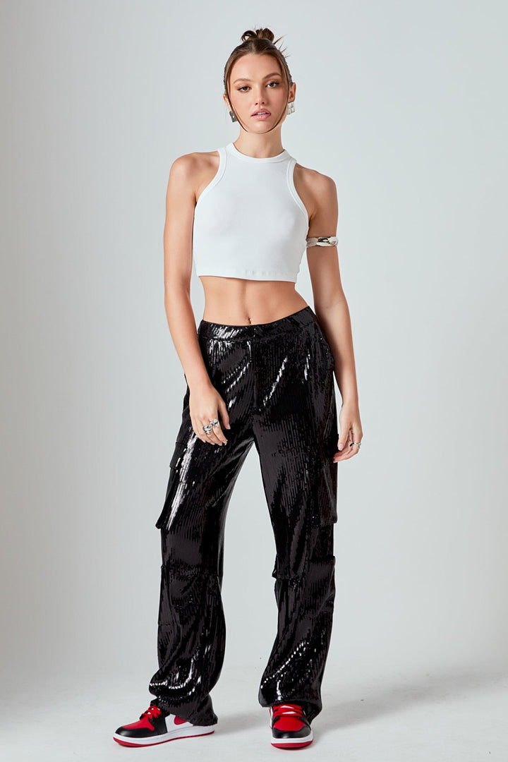 ENDLESS ROSE - Sequins Cargo Pants - PANTS available at Objectrare
