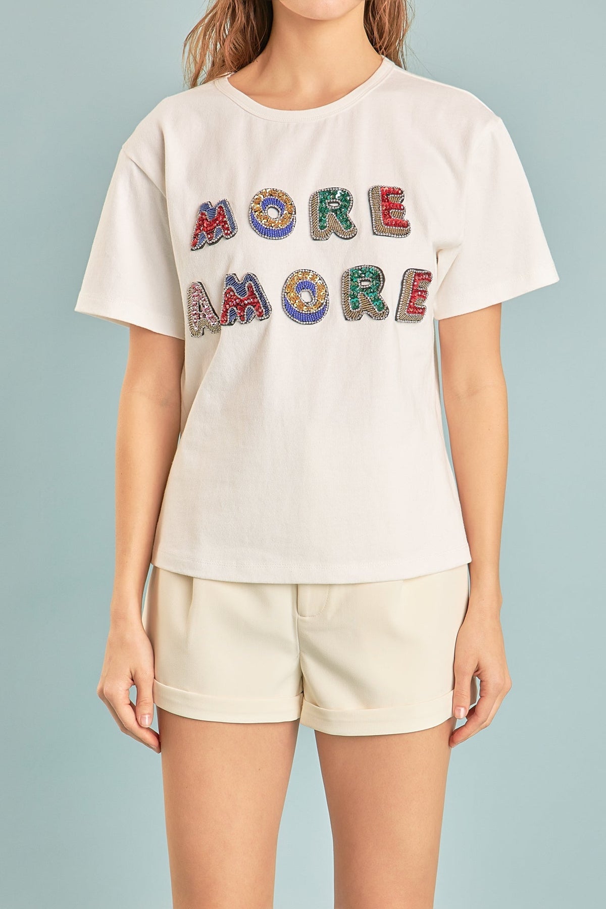 ENDLESS ROSE - More Amore Embellished Sweatshirt - T-SHIRTS available at Objectrare