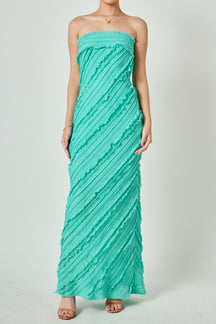 Strapless Ruffled Maxi Dress