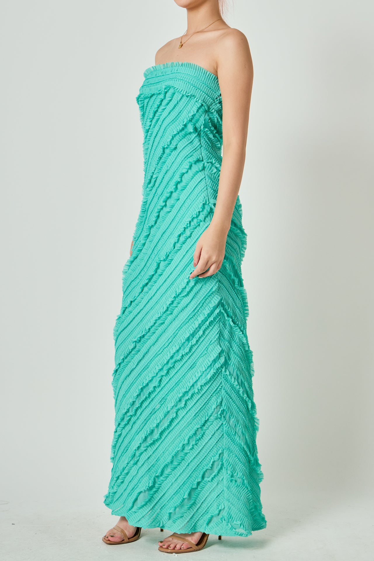 Strapless Ruffled Maxi Dress