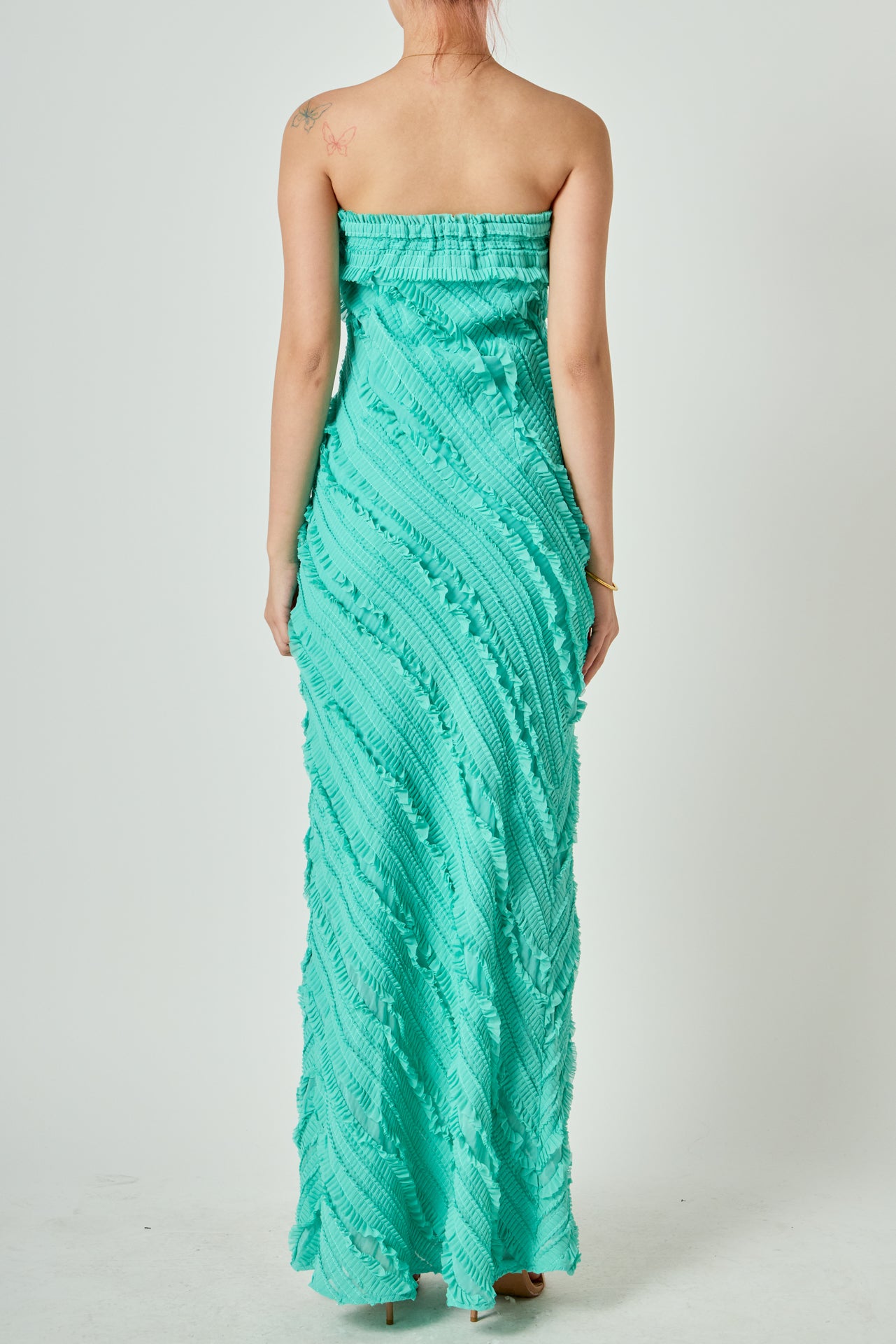 Strapless Ruffled Maxi Dress