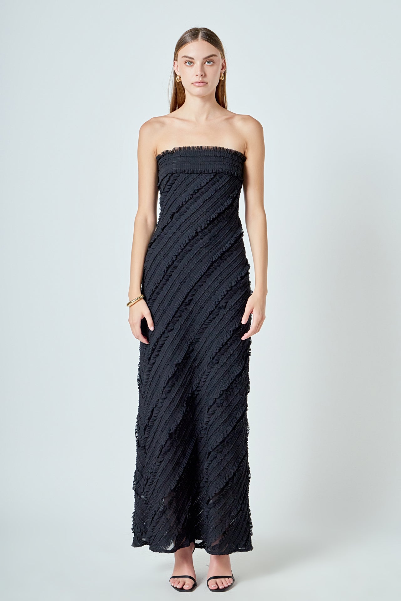 Strapless Ruffled Maxi Dress