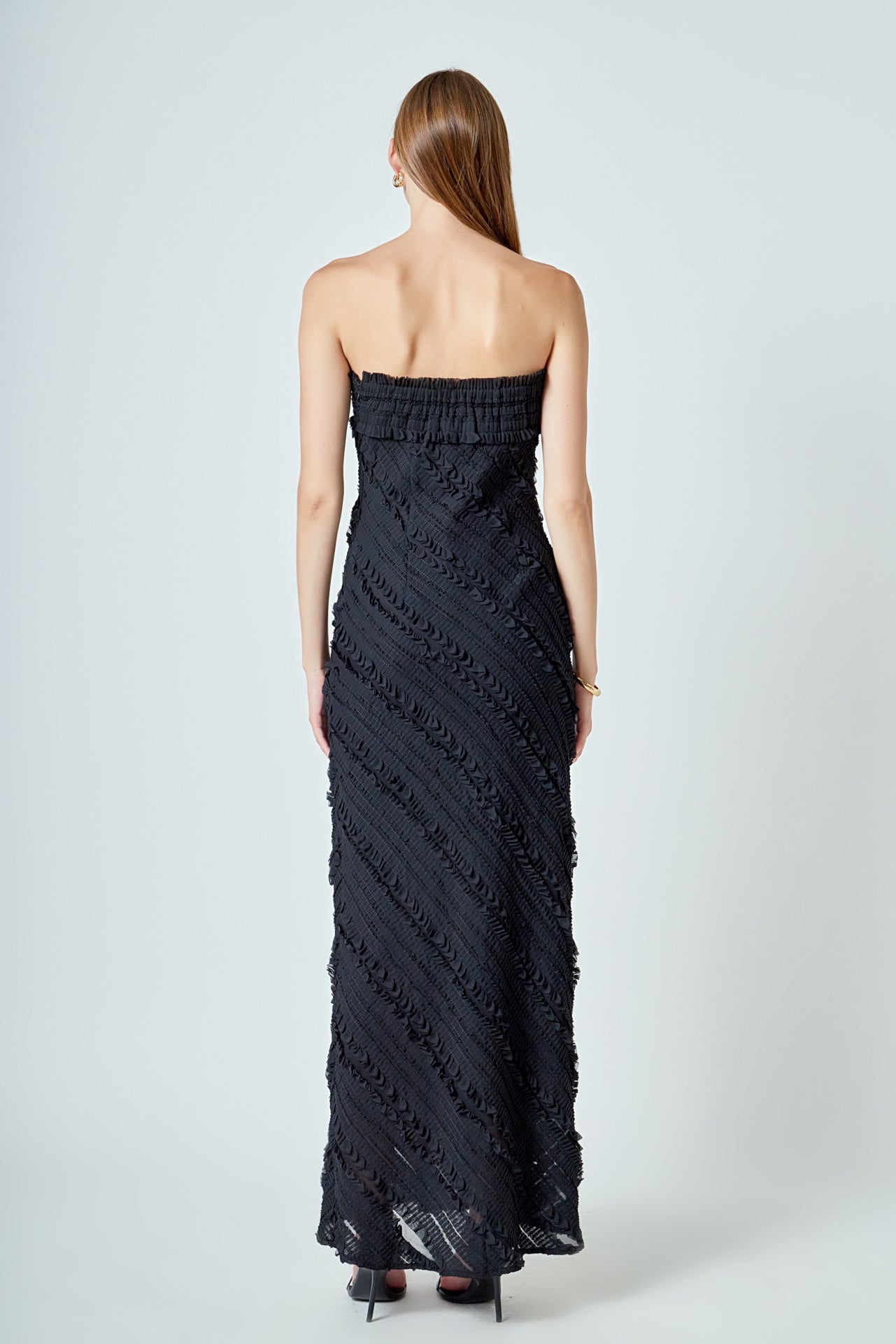 Strapless Ruffled Maxi Dress