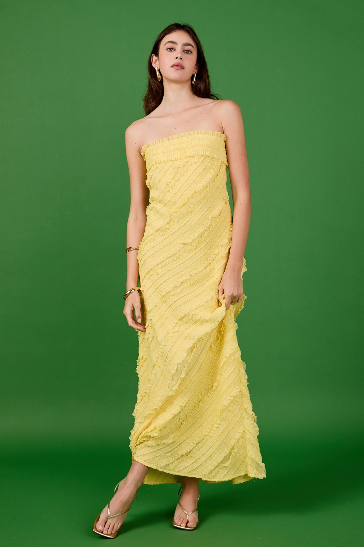 Strapless Ruffled Maxi Dress