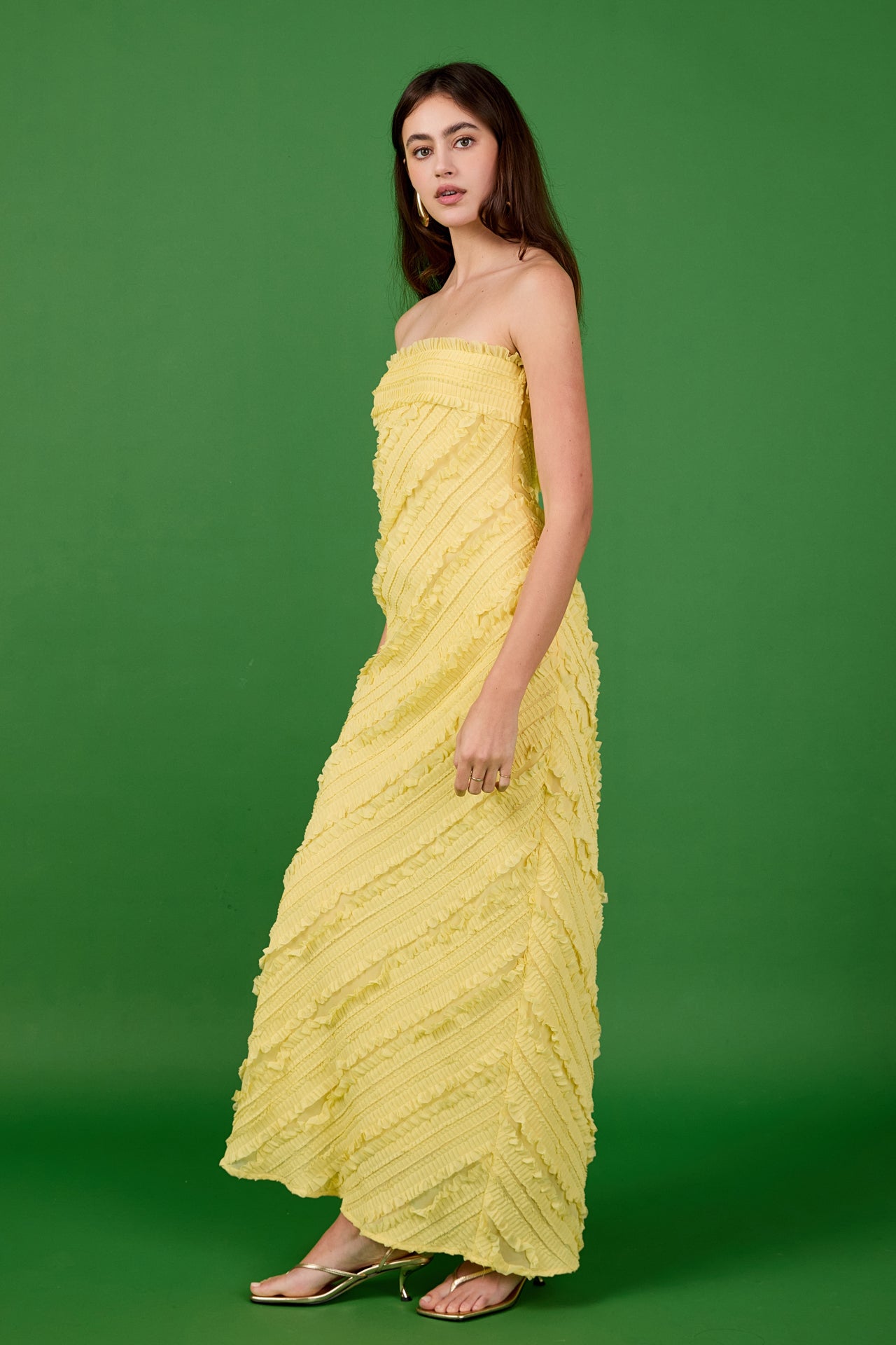 Strapless Ruffled Maxi Dress