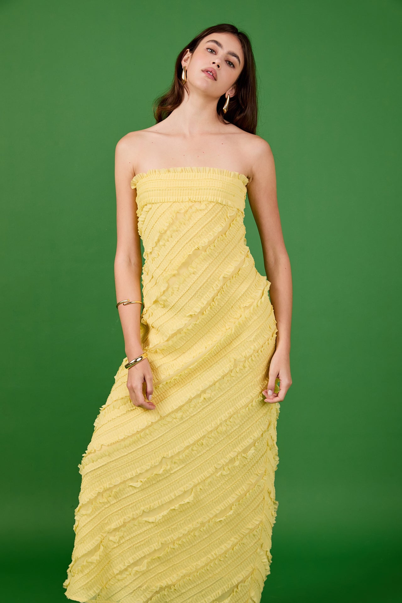 Strapless Ruffled Maxi Dress