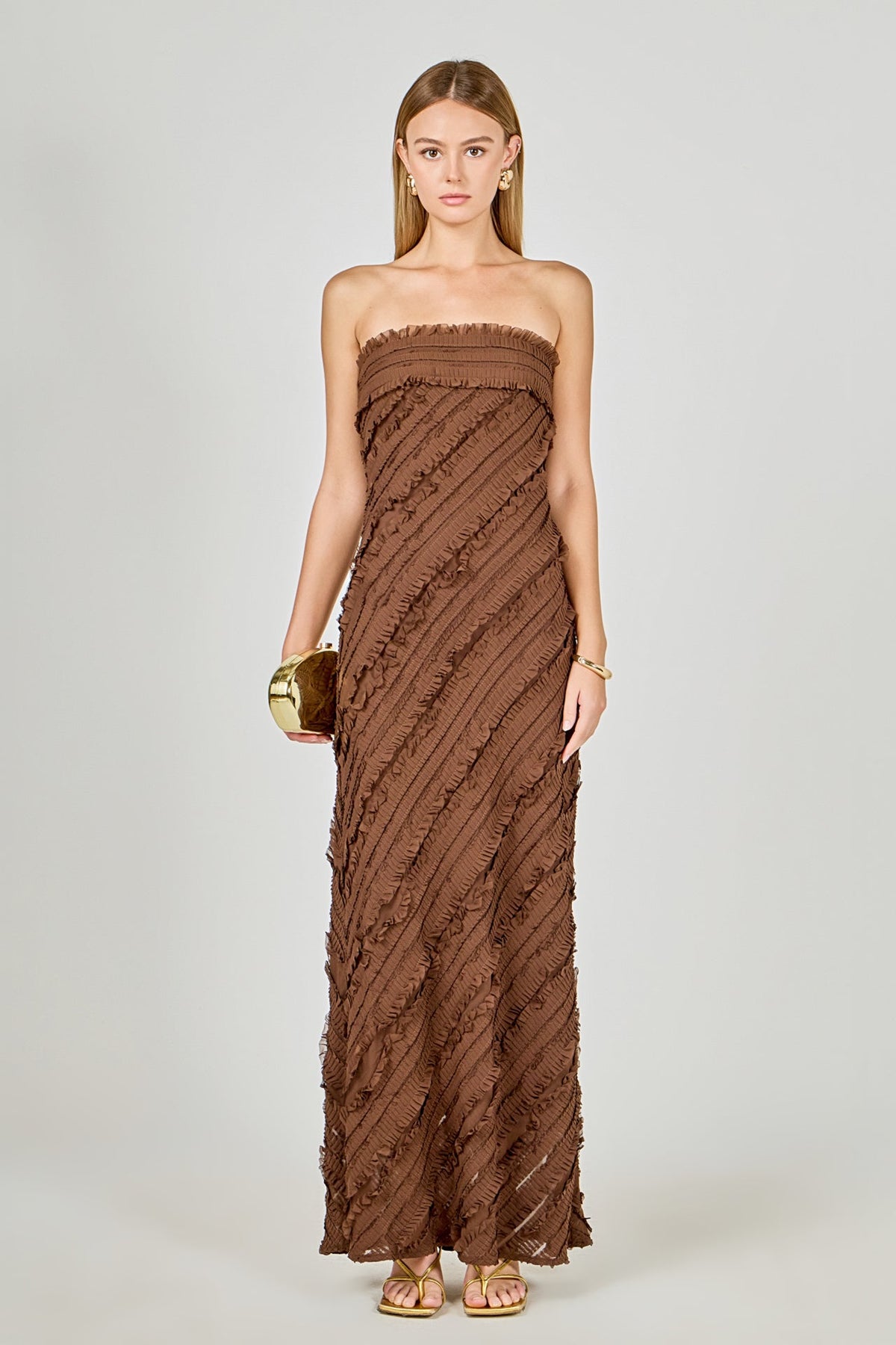 Strapless Ruffled Maxi Dress