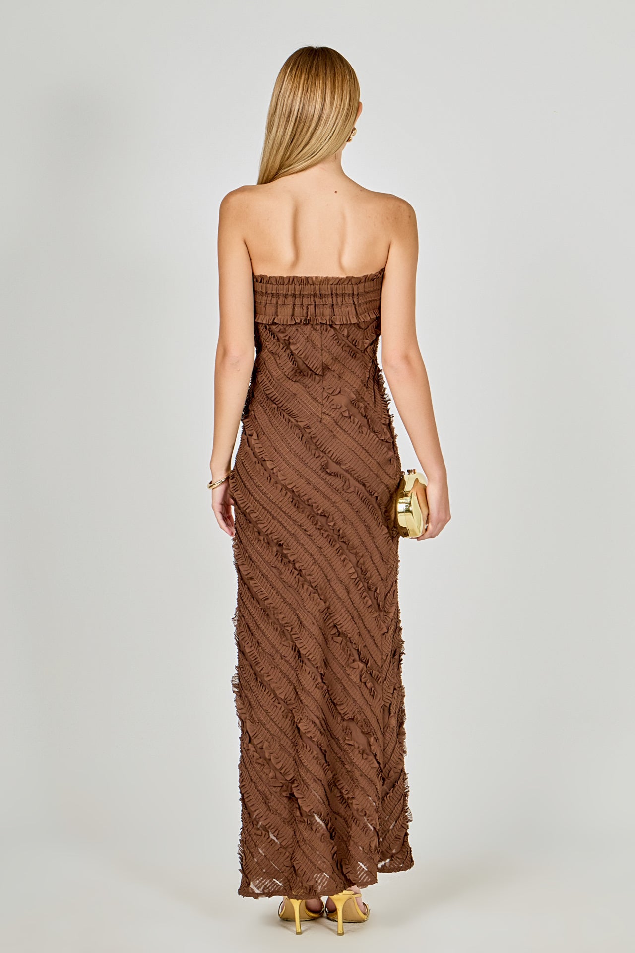 Strapless Ruffled Maxi Dress