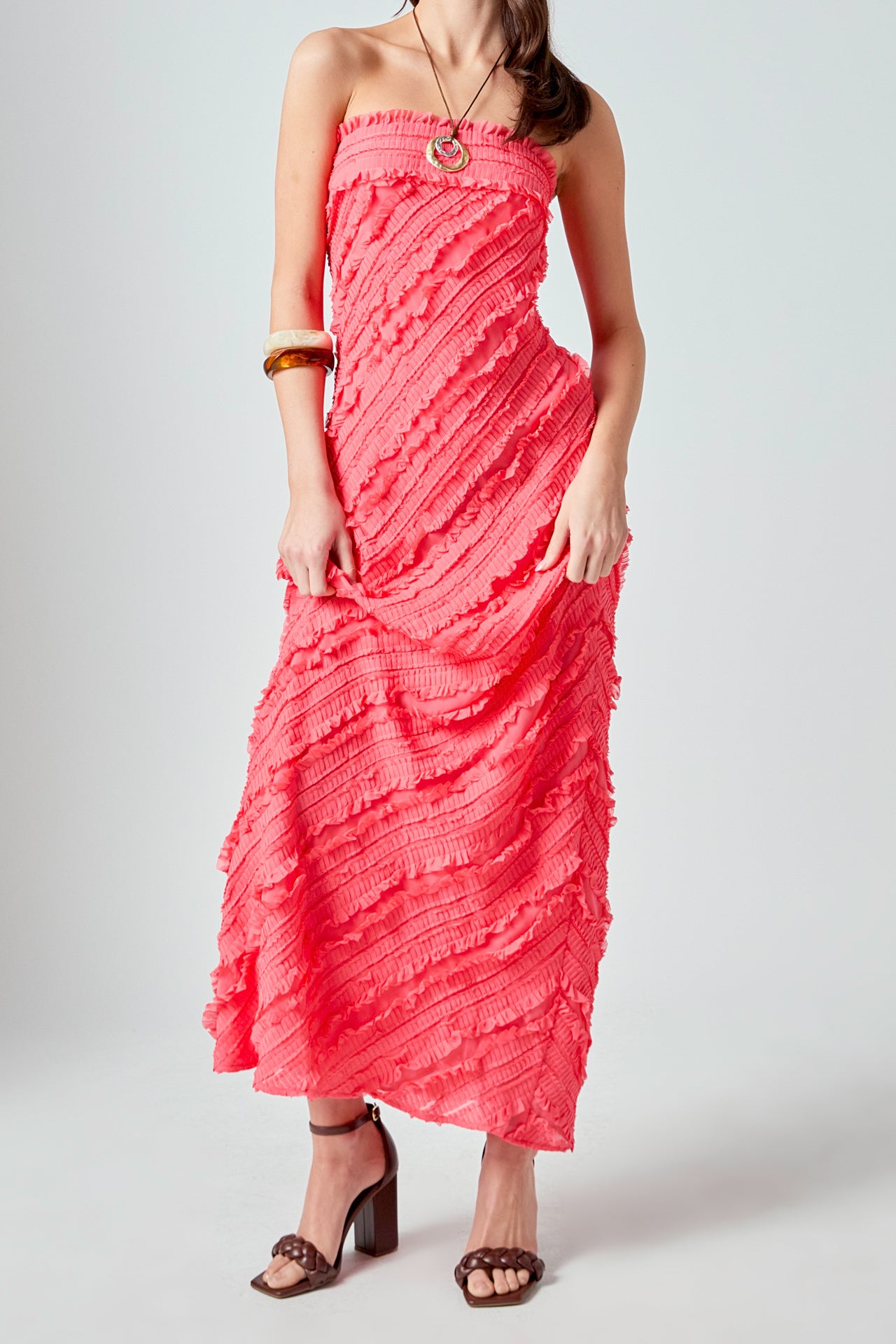 Strapless Ruffled Maxi Dress