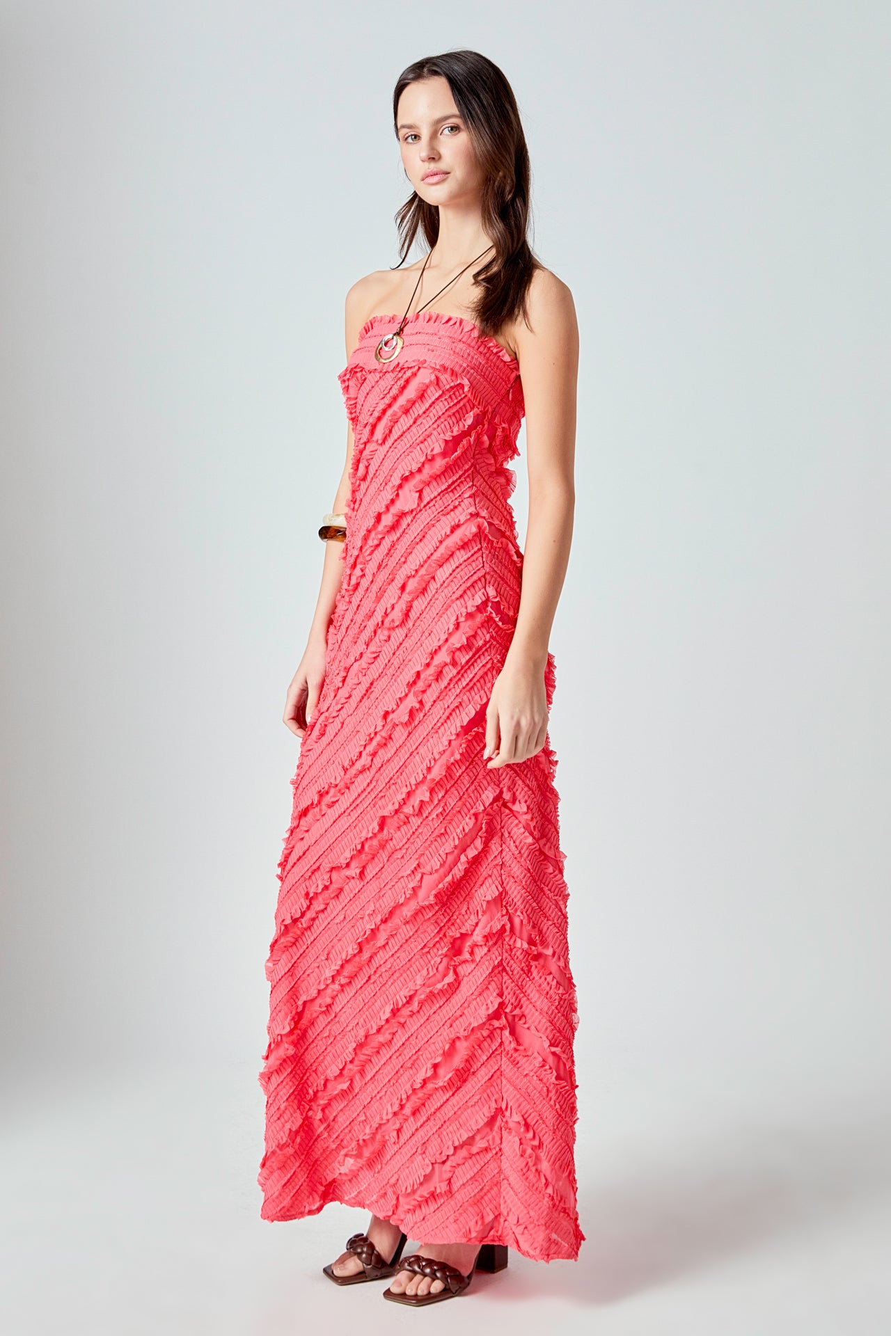 Strapless Ruffled Maxi Dress
