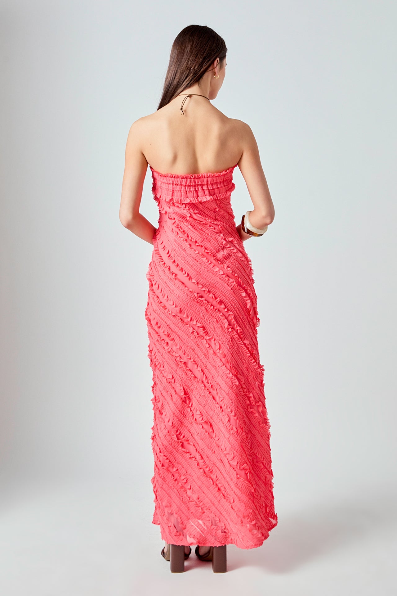 Strapless Ruffled Maxi Dress