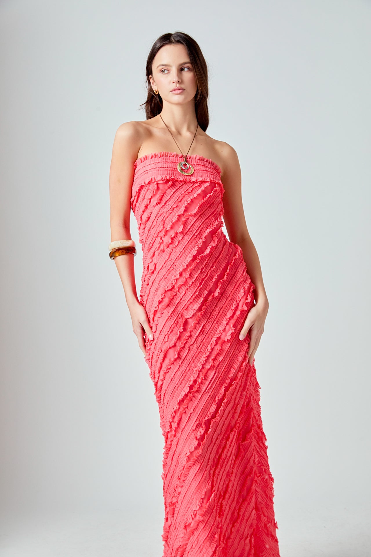 Strapless Ruffled Maxi Dress