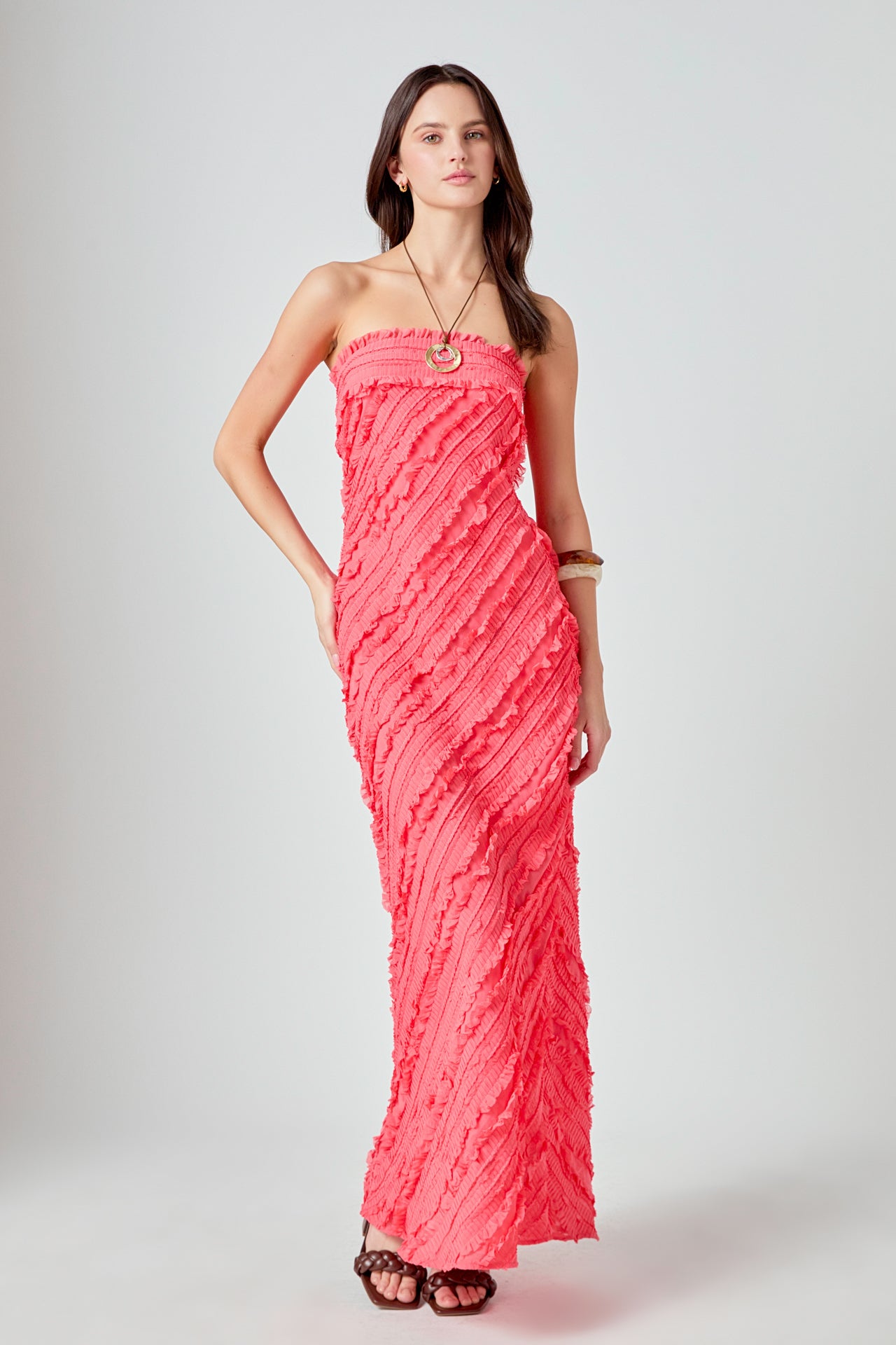 Strapless Ruffled Maxi Dress