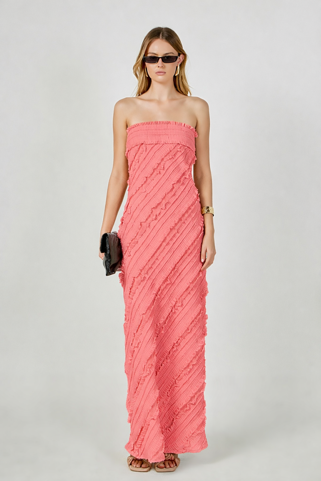 Strapless Ruffled Maxi Dress