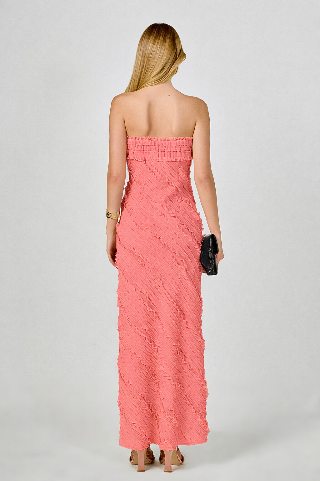 Strapless Ruffled Maxi Dress
