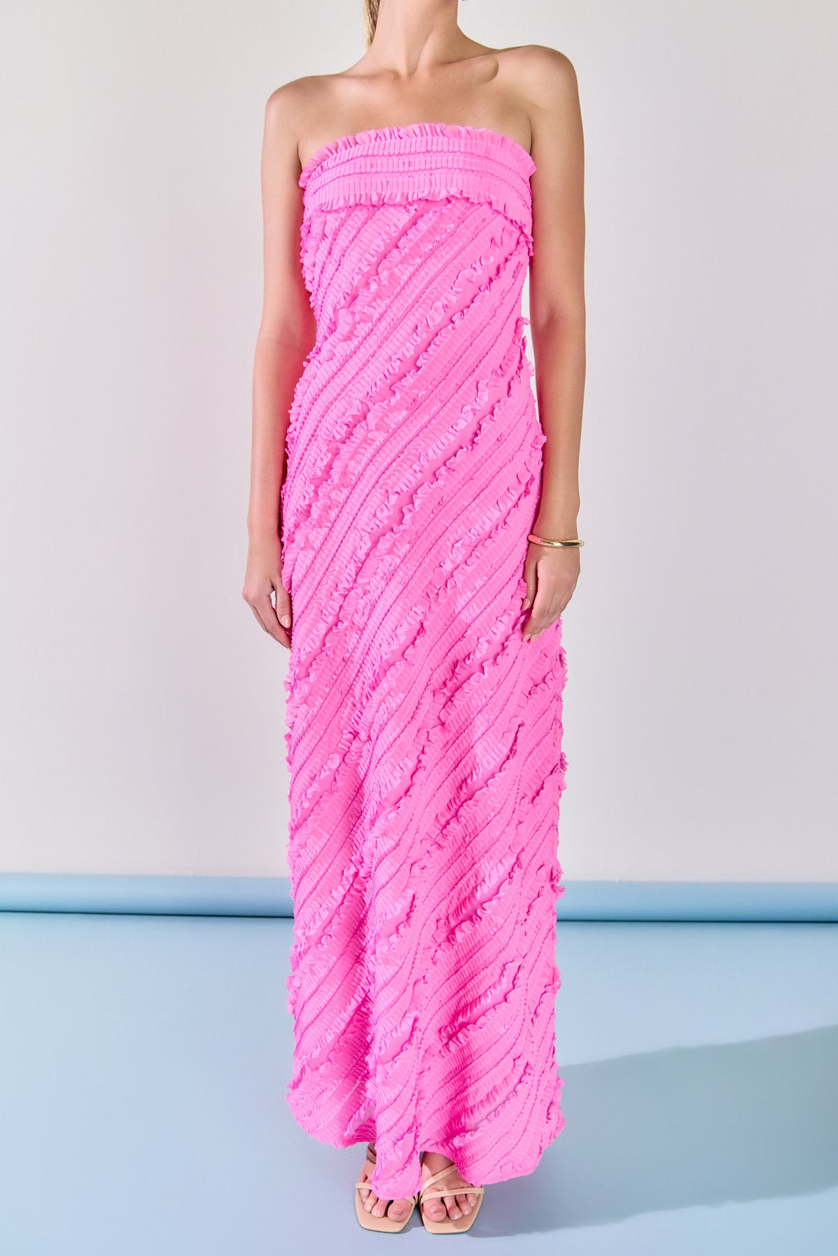 Strapless Ruffled Maxi Dress