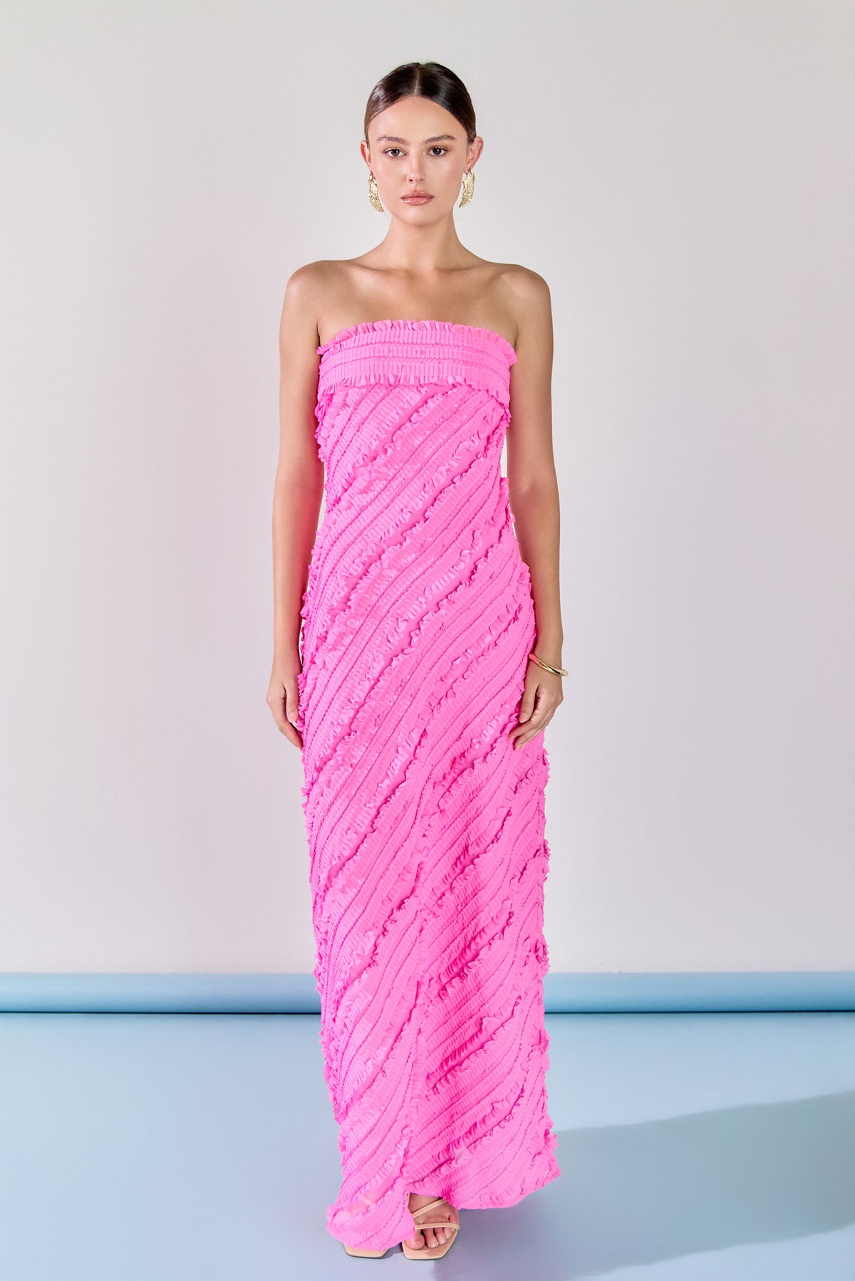 Strapless Ruffled Maxi Dress