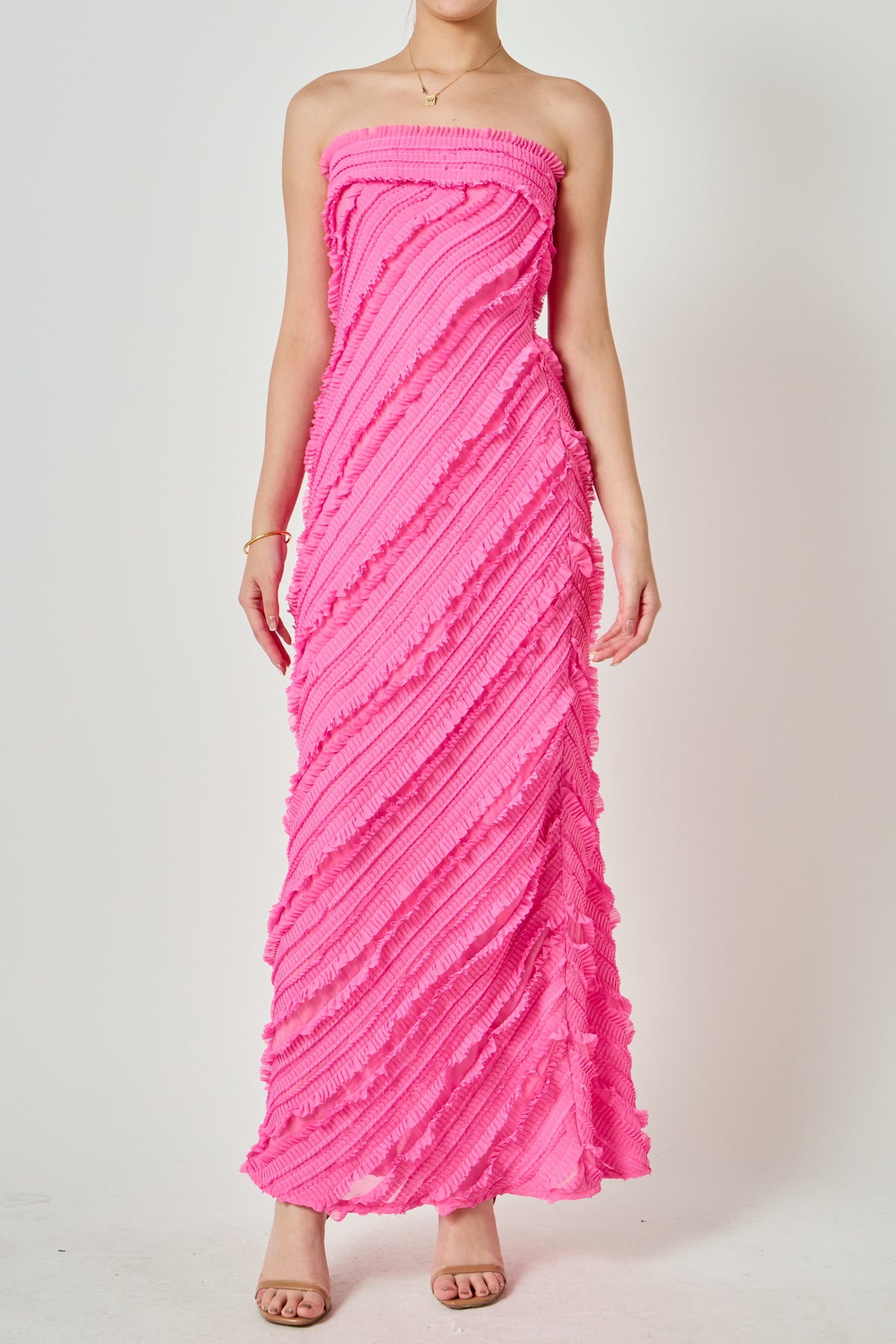 Strapless Ruffled Maxi Dress