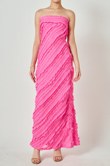 Strapless Ruffled Maxi Dress