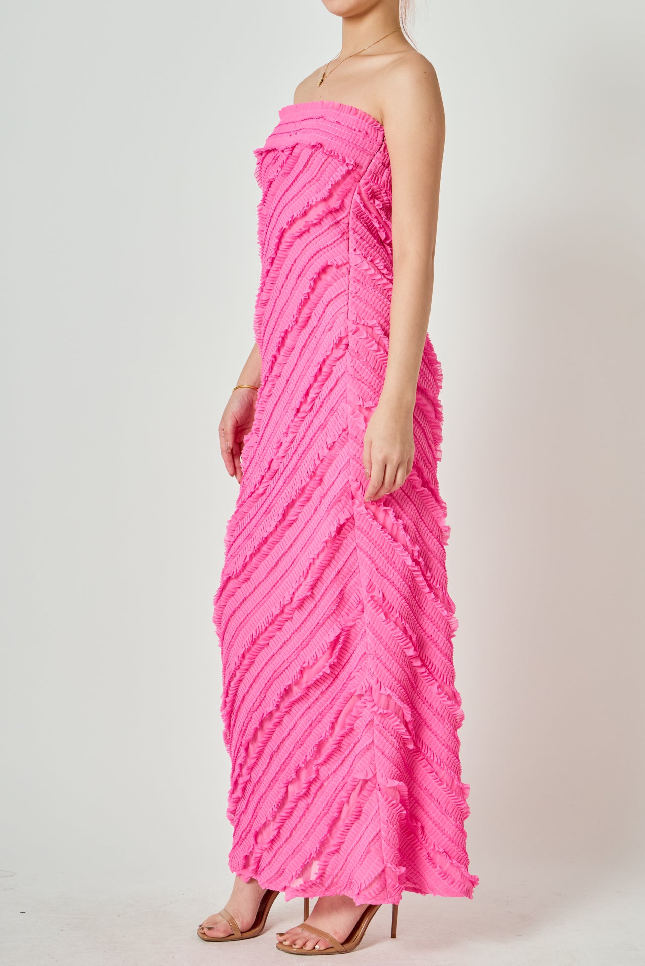 Strapless Ruffled Maxi Dress