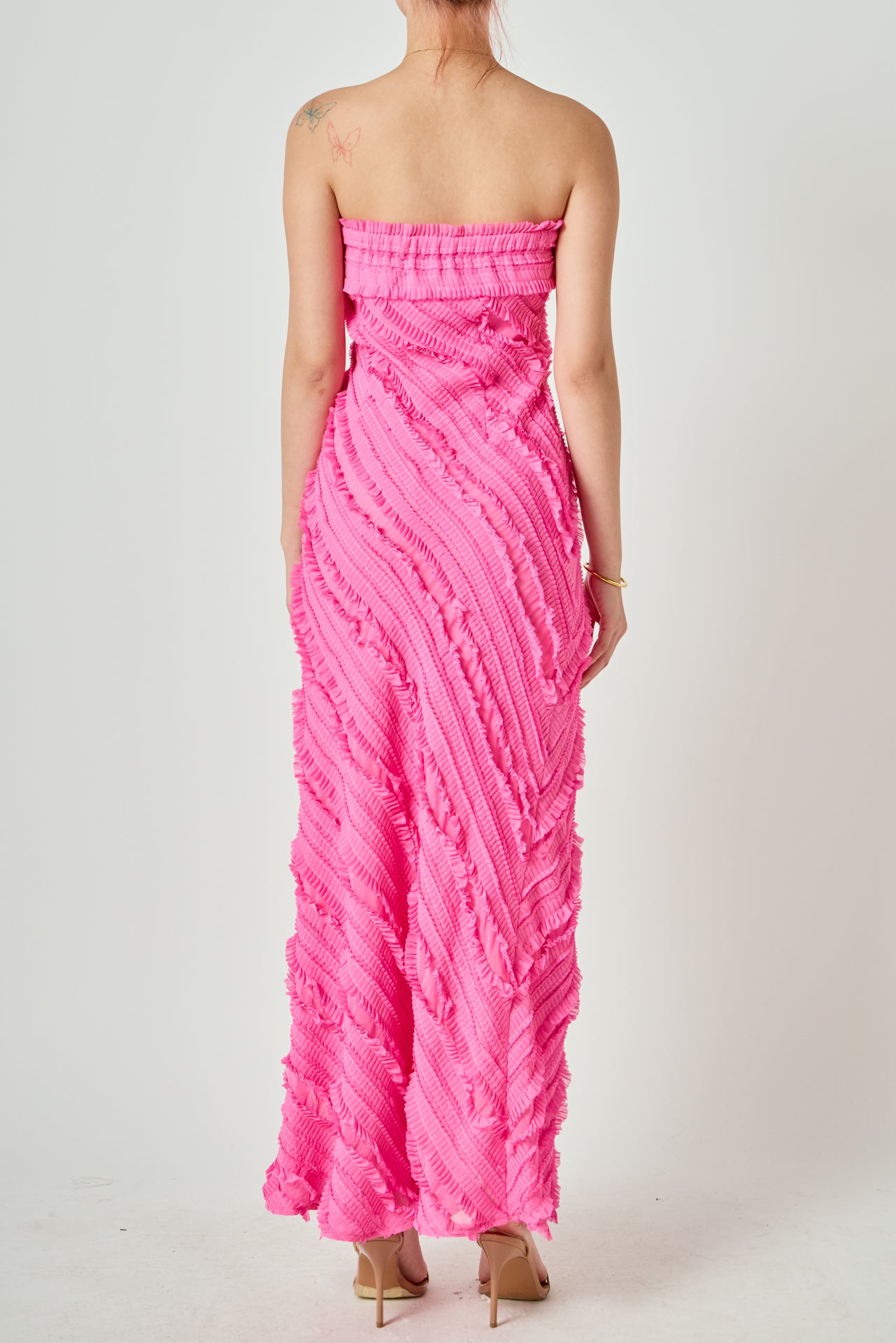 Strapless Ruffled Maxi Dress